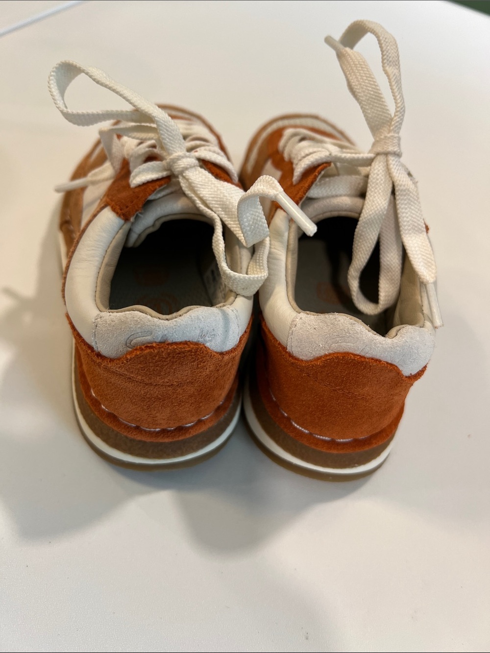 Clarks Kids Casual Suede & Leather Sneakers - Tan, Brown Orange, White, NWOT - Picture 4 of 7